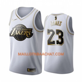 Maillot NBA Los Angeles Lakers LeBron James 23 Nike 2019-20 Blanc Golden Edition Swingman - Homme